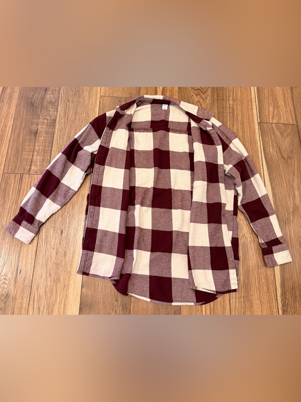 Old Navy Burgundy & Cream Buffalo Check Button-Up Shirt
